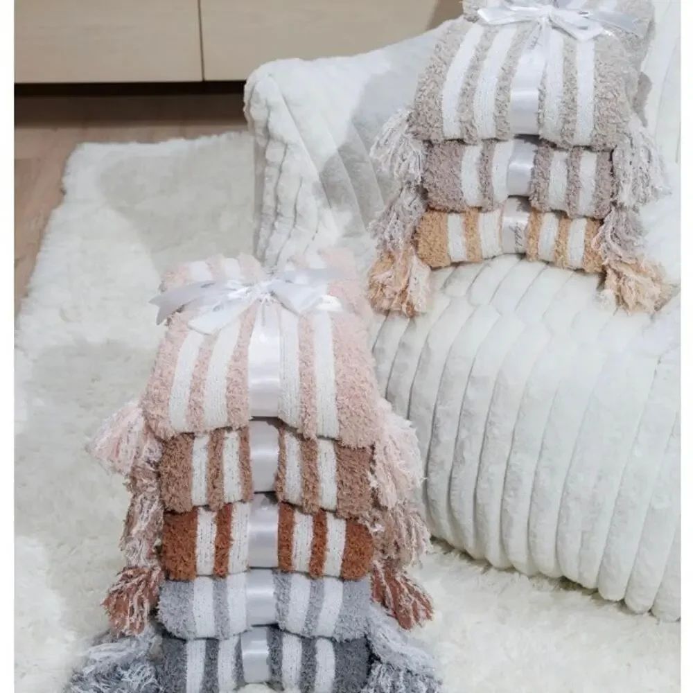 Styled Collection Lemon Butter Yellow 3D Stripes Tassel‎ Stroller Blanket NEW